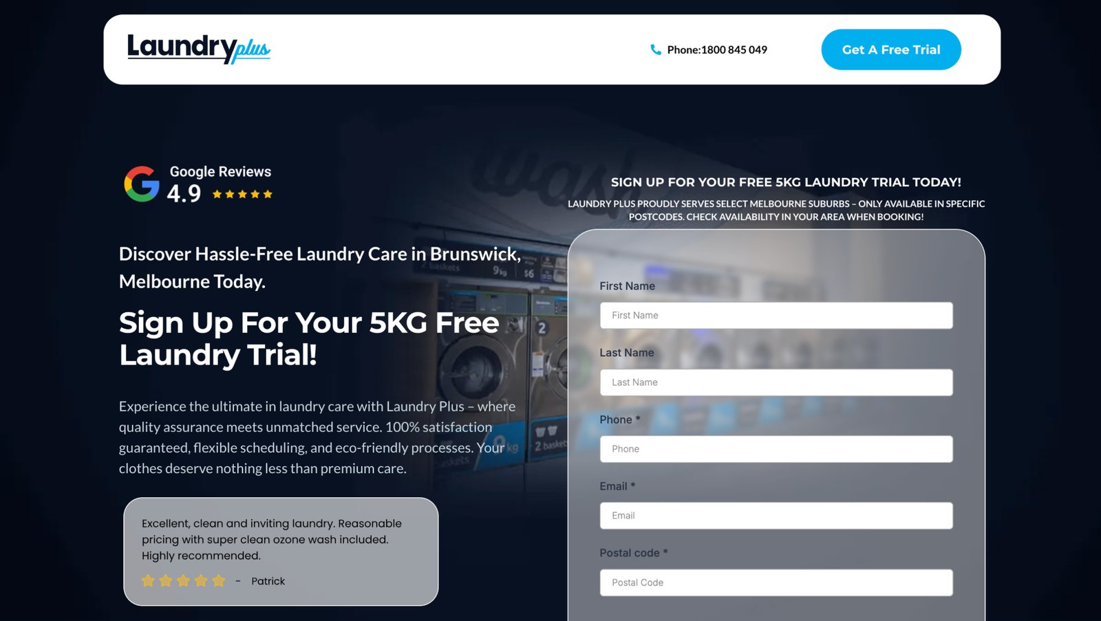 Laundry service, free trial